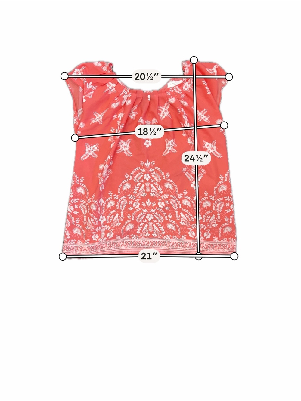 LC Lauren Conrad Coral Floral Pineapple Flutter Sleeve Blouse M - Picture 2 of 7